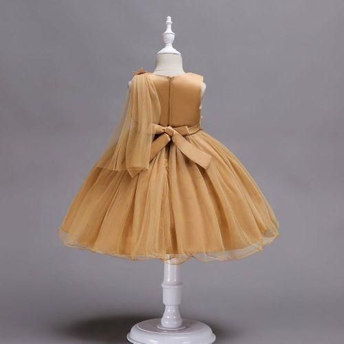 Princess Dress Sleeveless Lace Girls Kids Party Dress  Yellow