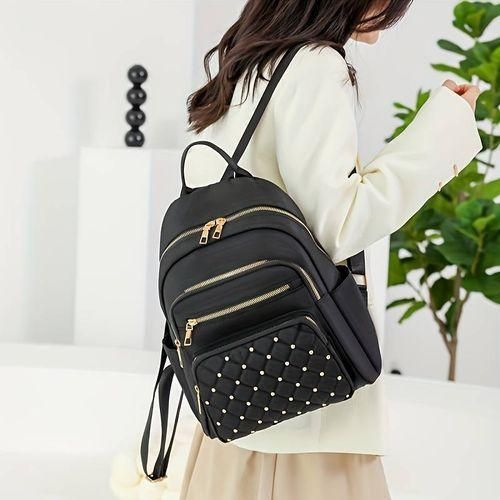 Women's Fashion Oxford Backpack , Girls School Bag, Casual Travel Bag – Black
