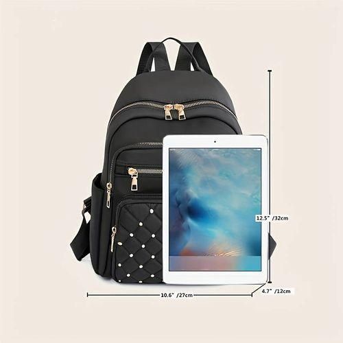 Women's Fashion Oxford Backpack , Girls School Bag, Casual Travel Bag – Black