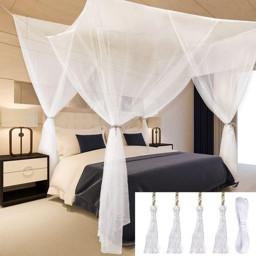 Bed Canopy Curtains 4 Doors Square Polyester Bed Net