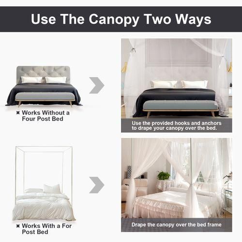 Bed Canopy Curtains 4 Doors Square Polyester Bed Net