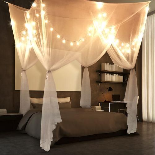 Bed Canopy Curtains 4 Doors Square Polyester Bed Net
