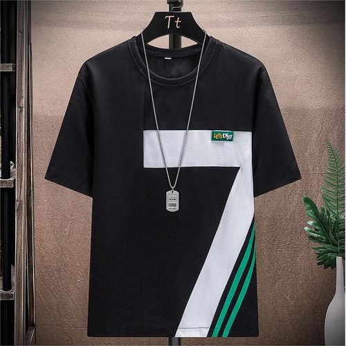 2pcs Men's Fashion Printed T-Shirt+Shorts Set, Tracksuit Set - Black