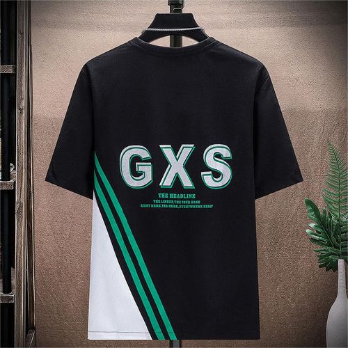 2pcs Men's Fashion Printed T-Shirt+Shorts Set, Tracksuit Set - Black