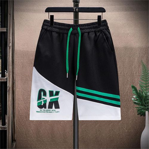 2pcs Men's Fashion Printed T-Shirt+Shorts Set, Tracksuit Set - Black