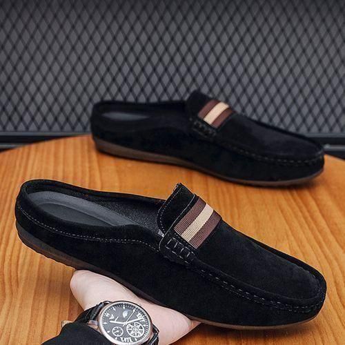 Mens Casual Half Loafers & Slip-ons Palm Slippers Open Shoes Black