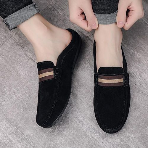 Mens Casual Half Loafers & Slip-ons Palm Slippers Open Shoes Black