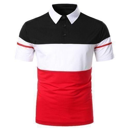 Berrykey Mens Office Polos Shirts Casual Joggers Short Sleeve Tshirt Red