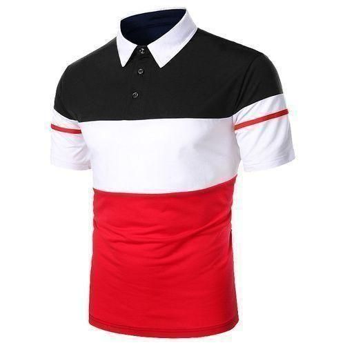 Berrykey Mens Office Polos Shirts Casual Joggers Short Sleeve Tshirt Red