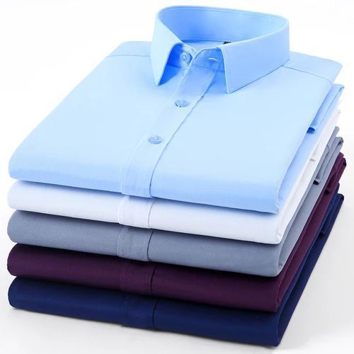 Men's Cotton Office Shirts Long Sleeve ,, 5 Pieces -Multicolor