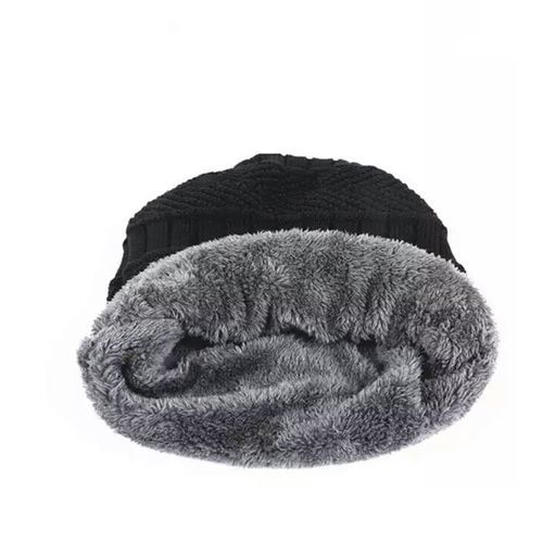 Men Winter Hat Scarf Set Male  Fleece Knitted Cap With Neck Warmer Balaclava Skullcap
