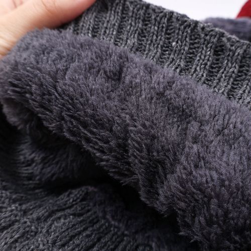 Men Winter Hat Scarf Set Male  Fleece Knitted Cap With Neck Warmer Balaclava Skullcap