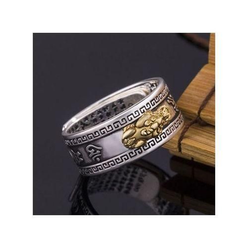 Feng Shui Pixiu Obsidian Stone Wealth Bracelet Ring Set