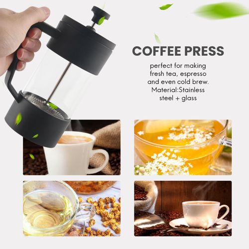 French Press Coffee & Tea Maker, Thickened Borosilicate Glas