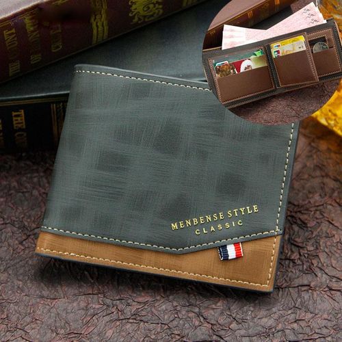 Faux Leather Wallet - Grey/Brown