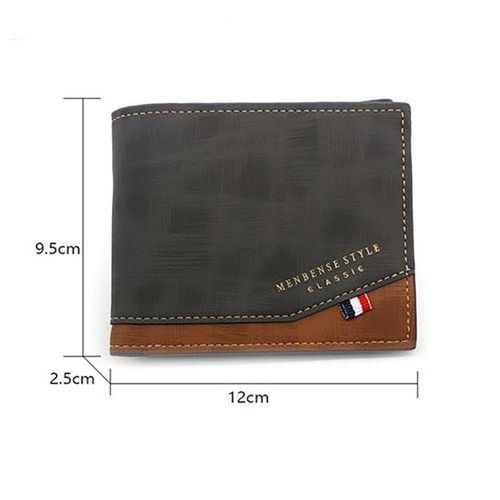 Faux Leather Wallet - Grey/Brown