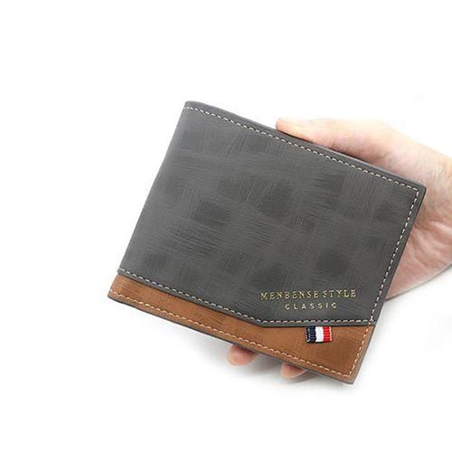 Faux Leather Wallet - Grey/Brown