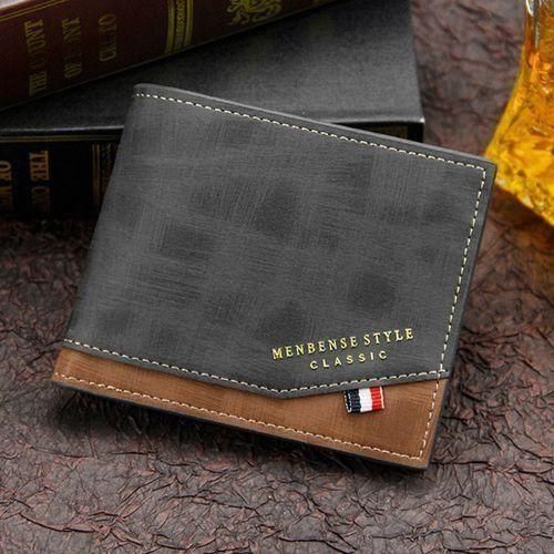Faux Leather Wallet - Grey/Brown