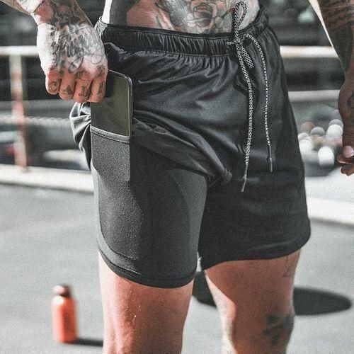 Berrykey Men's Fitness Varsity Running Shorts Men Sports Pants Black