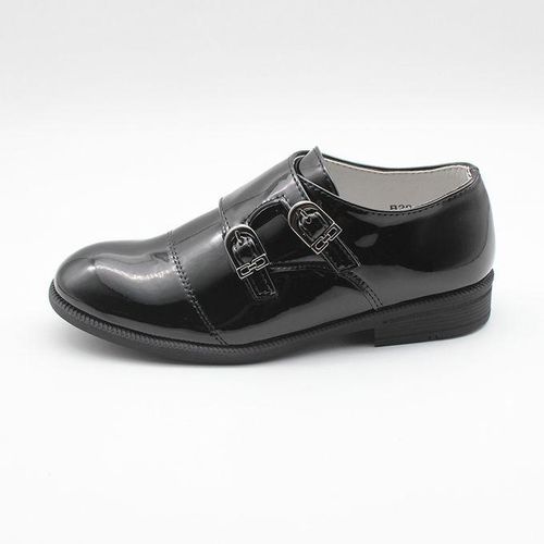 Boys Slip On Monk Strap School Uniform Formal Black Shoes