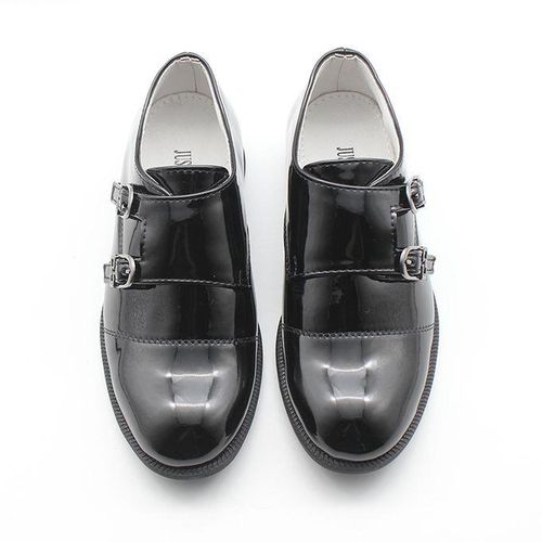 Boys Slip On Monk Strap School Uniform Formal Black Shoes