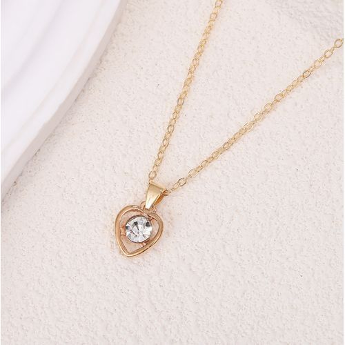 5pcs/Set Peach Heart Necklace Earrings Rings Bracelets Temperament Jewelry
