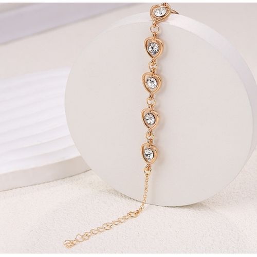 5pcs/Set Peach Heart Necklace Earrings Rings Bracelets Temperament Jewelry