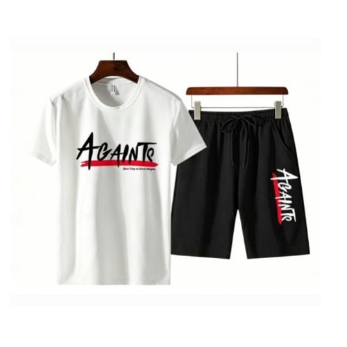 Berrykey Mens 2 In 1 Men's Short Sleeve Shorts Set Shirts Joggers White
