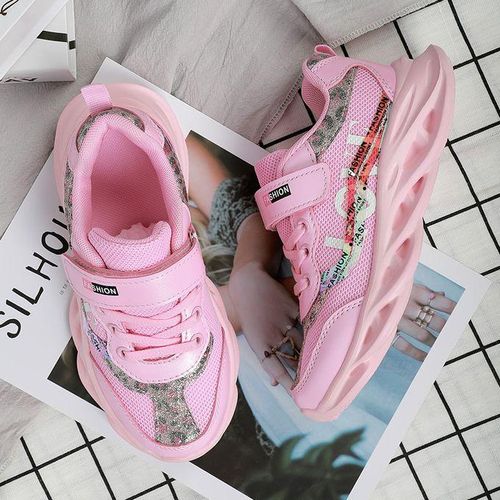 Fashion Kids Sneakers Girls Sports Walking Shoes-Pink