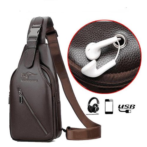 5pcs Men's Messenger Bag Set + Wallet + Sunglasses + Blet