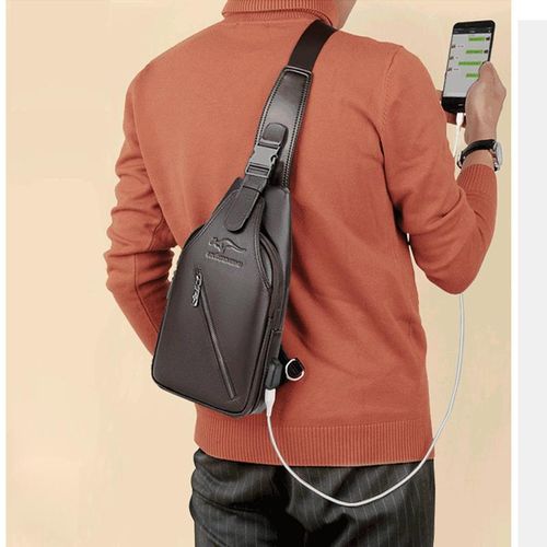 5pcs Men's Messenger Bag Set + Wallet + Sunglasses + Blet