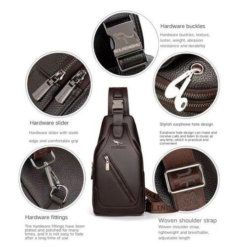 5pcs Men's Messenger Bag Set + Wallet + Sunglasses + Blet