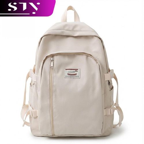 STY Ladies Large Capacity Backpack Bags Women Casual School Bag Travel Bag - Cream