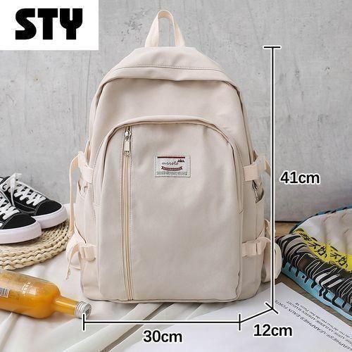 STY Ladies Large Capacity Backpack Bags Women Casual School Bag Travel Bag - Cream