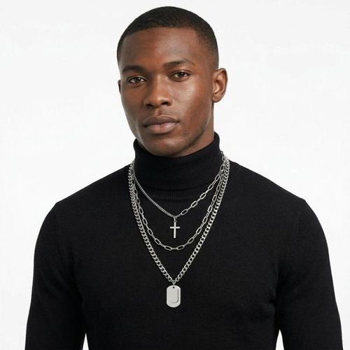 3 IN 1 Multi Layer Pendant Adjustable Delicate Necklace - Silver