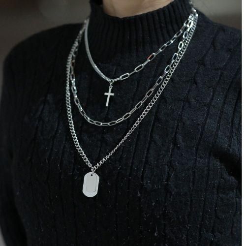 3 IN 1 Multi Layer Pendant Adjustable Delicate Necklace - Silver
