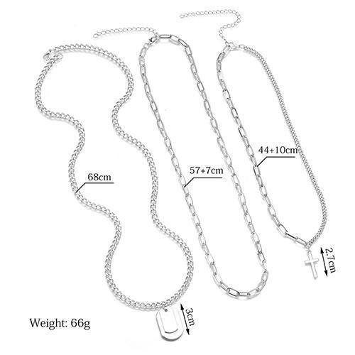 3 IN 1 Multi Layer Pendant Adjustable Delicate Necklace - Silver