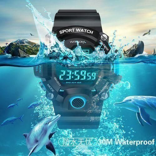 Electronic Sports Digital Watch Function Light Alarm Clock - Black