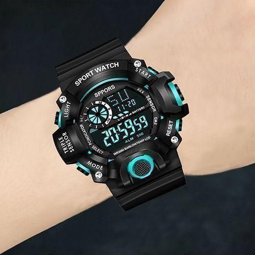 Electronic Sports Digital Watch Function Light Alarm Clock - Black