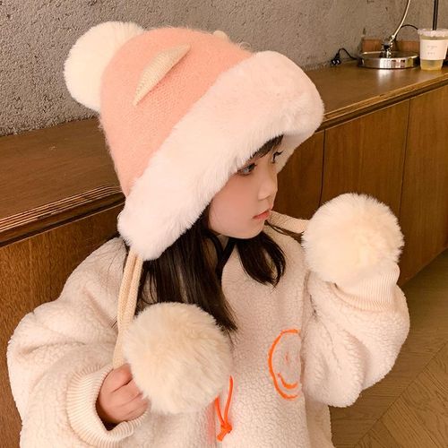 Children's Hat Girls' Winter Baby Boys' Ear Protection and Wind Protection Warm Hat Cute Primary School Student Knitted Lei Feng Cap All-Matching