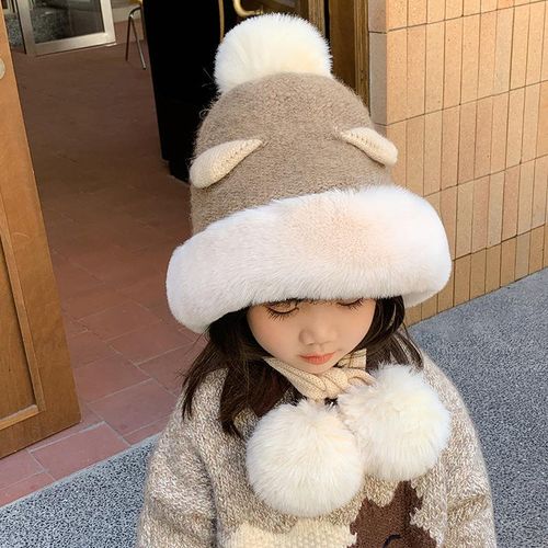 Children's Hat Girls' Winter Baby Boys' Ear Protection and Wind Protection Warm Hat Cute Primary School Student Knitted Lei Feng Cap All-Matching