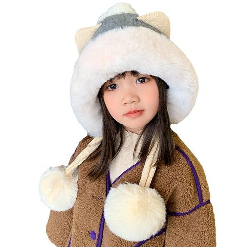 Children's Hat Girls' Winter Baby Boys' Ear Protection and Wind Protection Warm Hat Cute Primary School Student Knitted Lei Feng Cap All-Matching