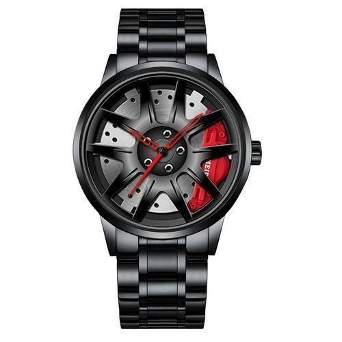 Men's Racing Wheel Wheel Dial Steel Strap Watch