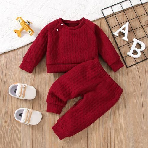 Baby Girls Autumn Winter Twist Knitting Long Sleeve Sweatshirt Red