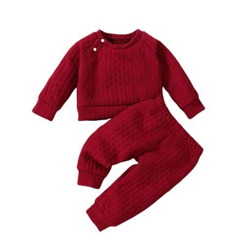 Baby Girls Autumn Winter Twist Knitting Long Sleeve Sweatshirt Red