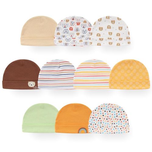 Unisex Newborn Baby Boy Girls Hats Set 5Pieces 100%Cotton 0-6Months Solid Color Baby Accessories Infant Hats