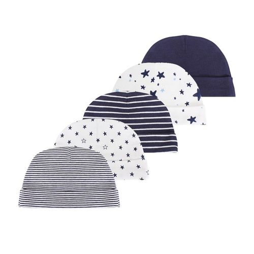 Unisex Newborn Baby Boy Girls Hats Set 5Pieces 100%Cotton 0-6Months Solid Color Baby Accessories Infant Hats