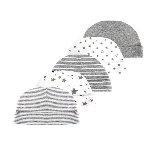 Unisex Newborn Baby Boy Girls Hats Set 5Pieces 100%Cotton 0-6Months Solid Color Baby Accessories Infant Hats