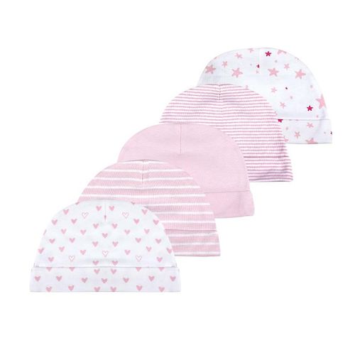 Unisex Newborn Baby Boy Girls Hats Set 5Pieces 100%Cotton 0-6Months Solid Color Baby Accessories Infant Hats