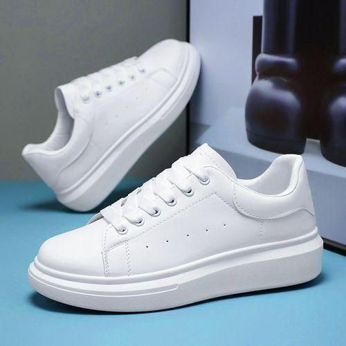 Men's Comfortable Gentle Casual Sport Running Lace Up Sneakers Shoes Solid White